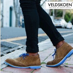 Veldskoen men’s blue sole suede leather handcrafted chukka boot size 11